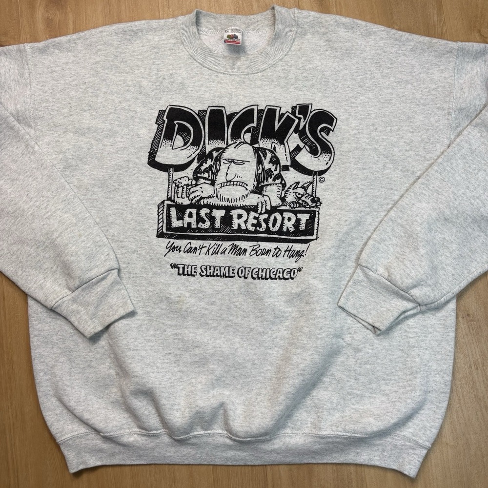 Vintage Dicks Last Resort Chicago IL 2XL XXL Crewneck Fruit Of The Loom USA
